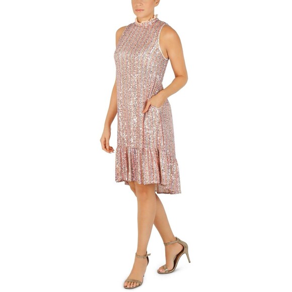 Julia Jordan Sleeveless Sequin Trapeze Dress Metallic Evening Sz 16 Multi-color - Picture 9 of 10